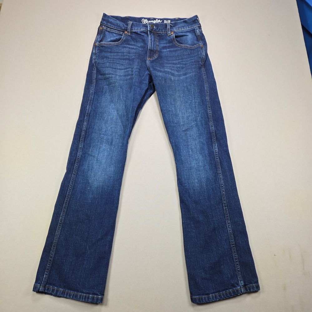 Wrangler Jeans Retro Slim Bootcut Dark Wash Denim Blue Mens 30x32